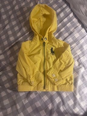 Ralph Lauren Yellow/blue Hooded spring Jacket size 12 months